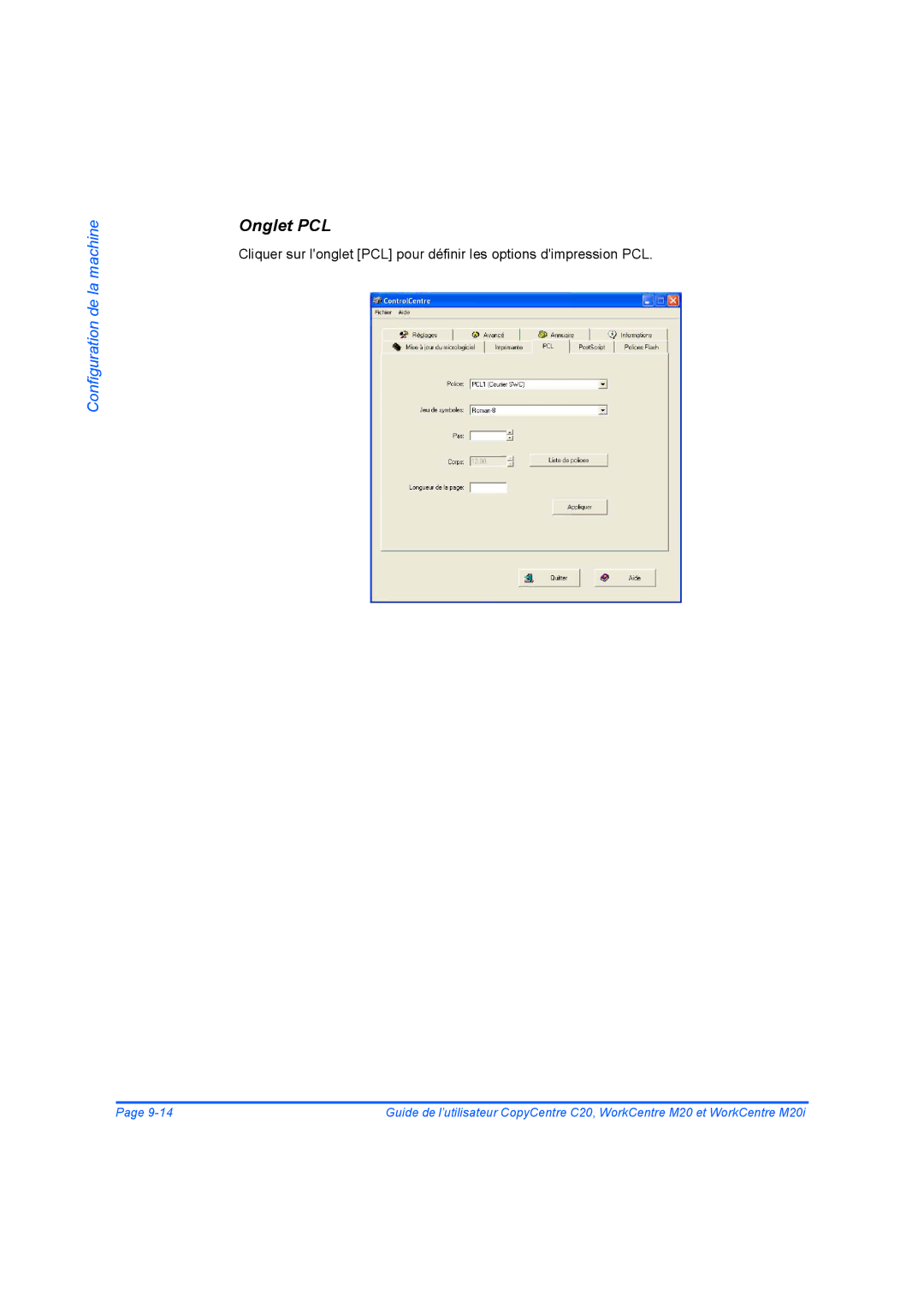 Xerox 604E07780 manual Onglet PCL 