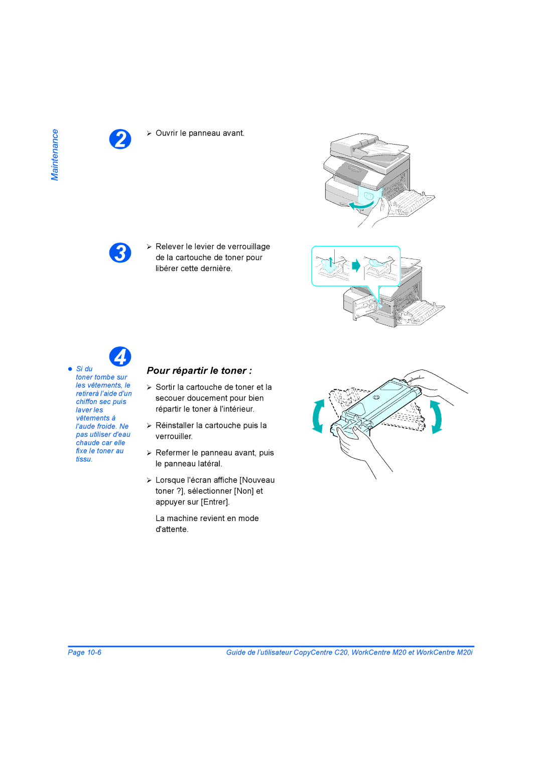 Xerox 604E07780 manual Pour répartir le toner 