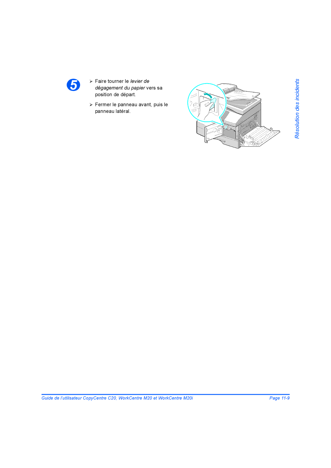 Xerox 604E07780 manual Dégagement du papier vers sa position de départ 