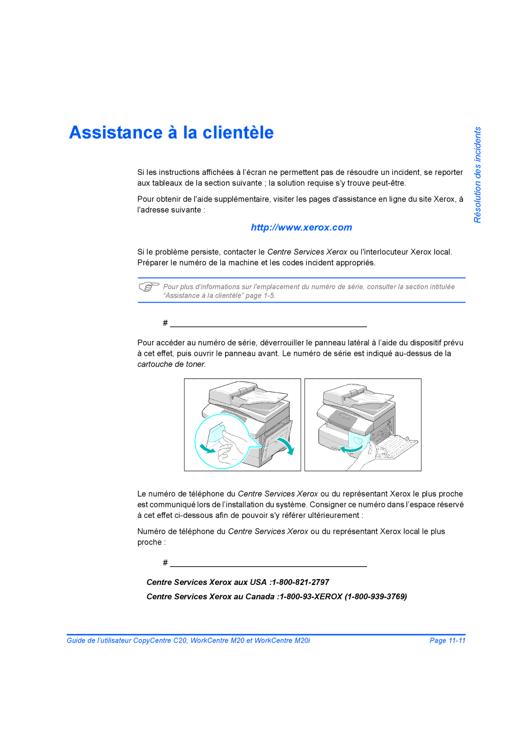 Xerox 604E07780 manual Assistance à la clientèle 