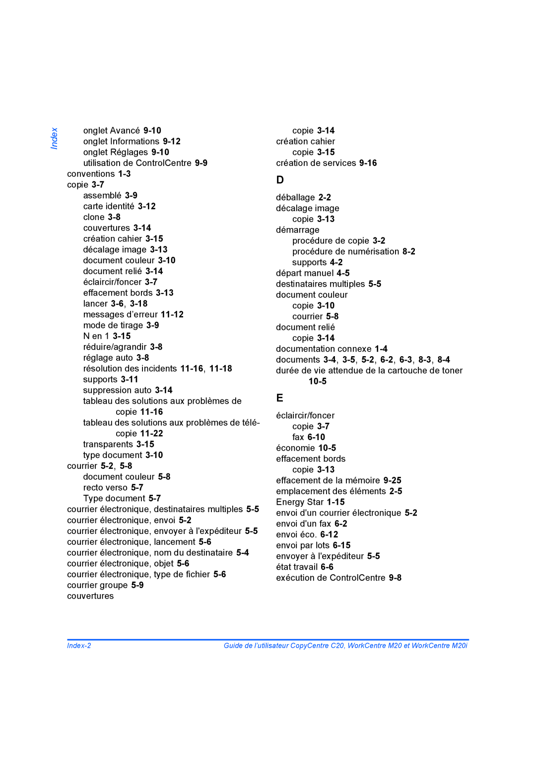 Xerox 604E07780 manual Index-2 