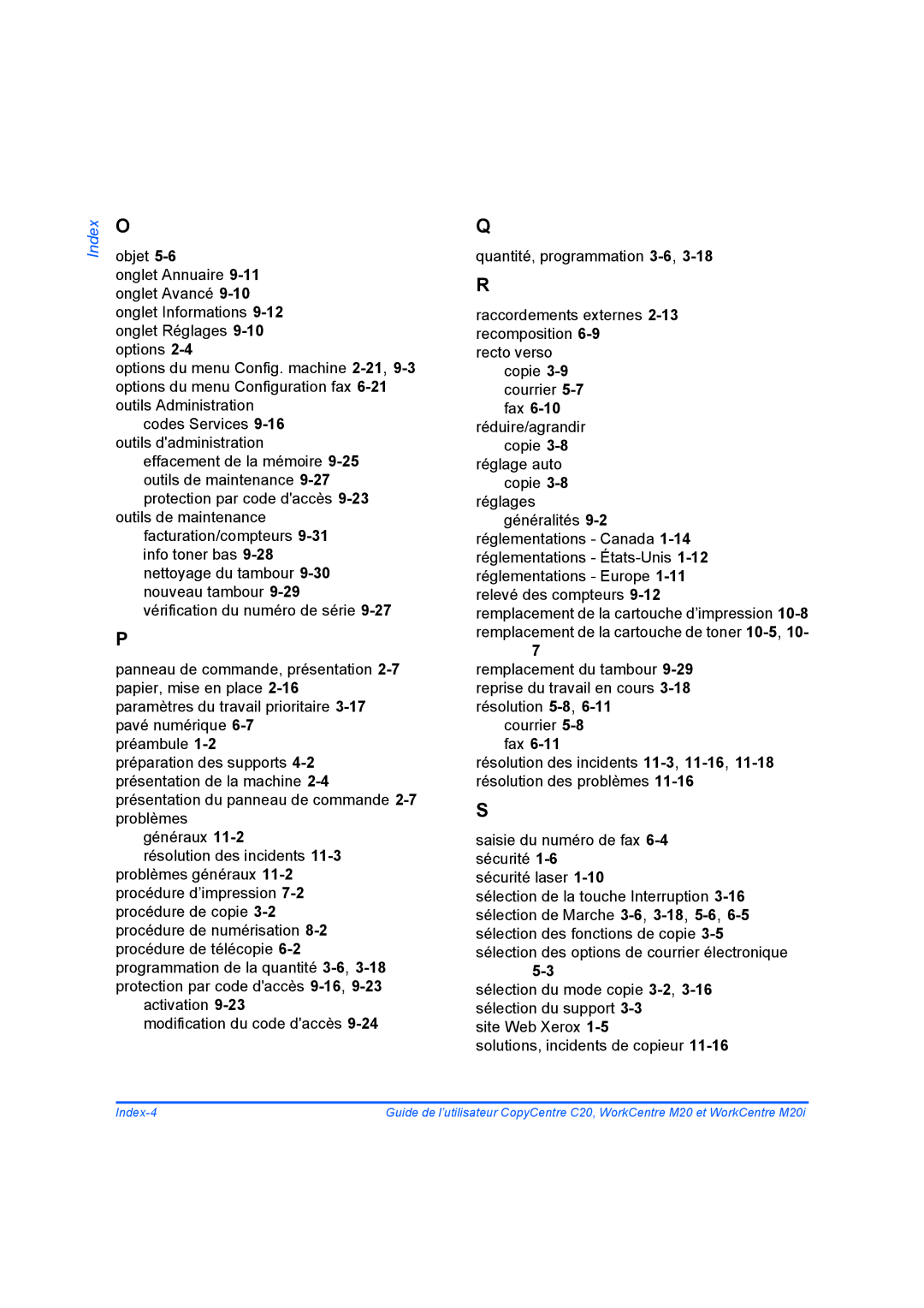 Xerox 604E07780 manual Index-4 