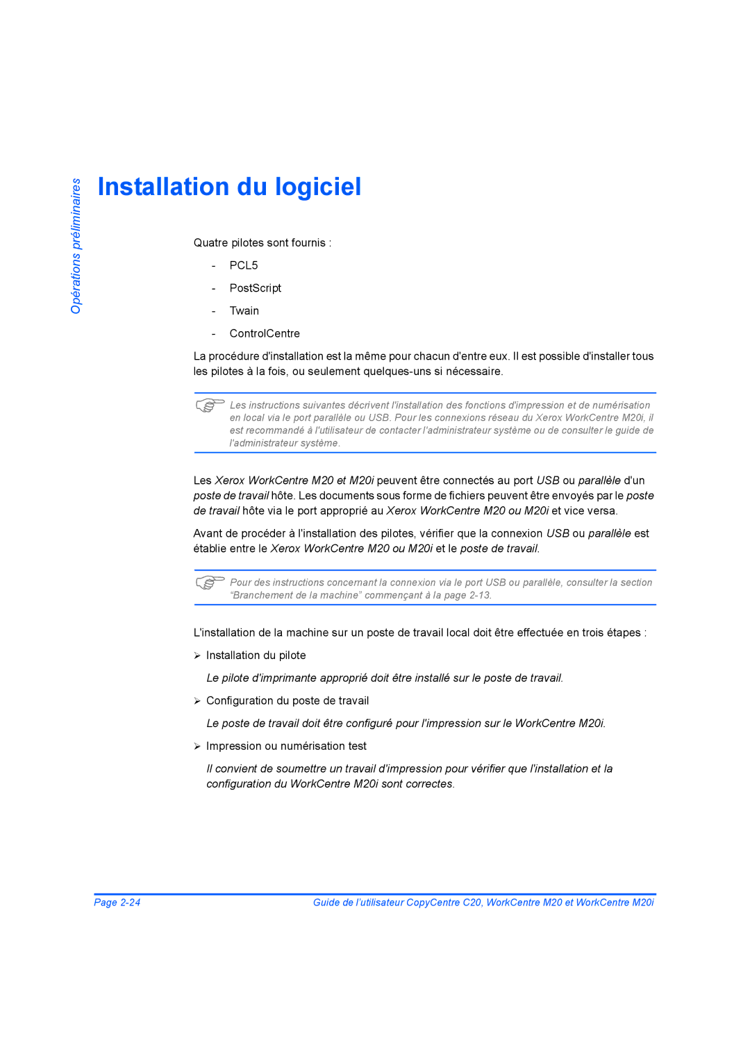 Xerox 604E07780 manual Installation du logiciel 