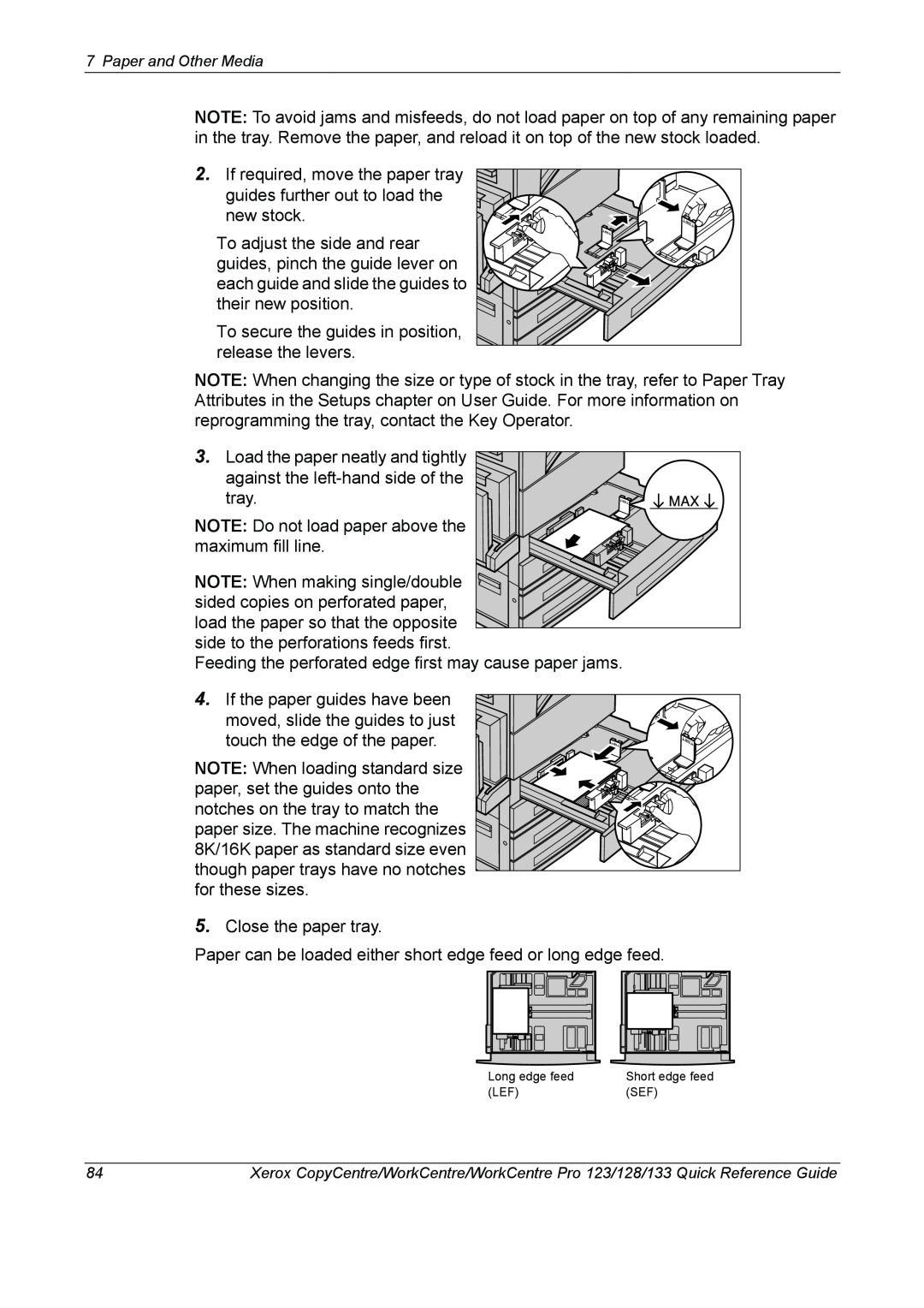 Xerox 604P18037 manual If required, move the paper tray guides further out to load the 