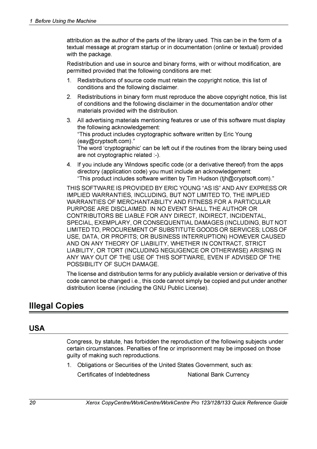 Xerox 604P18037 manual Illegal Copies 