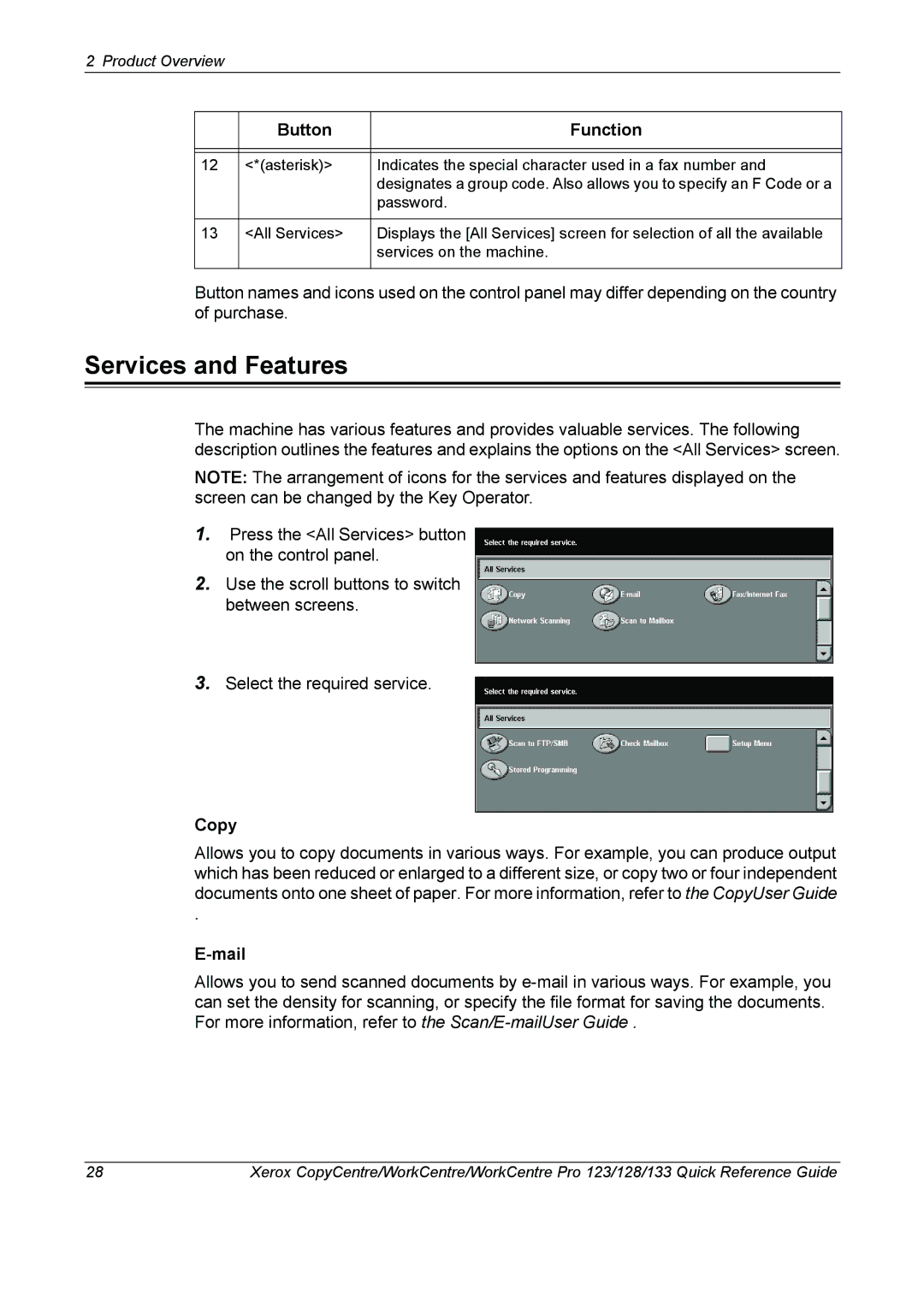 Xerox 604P18037 manual Services and Features, Mail 