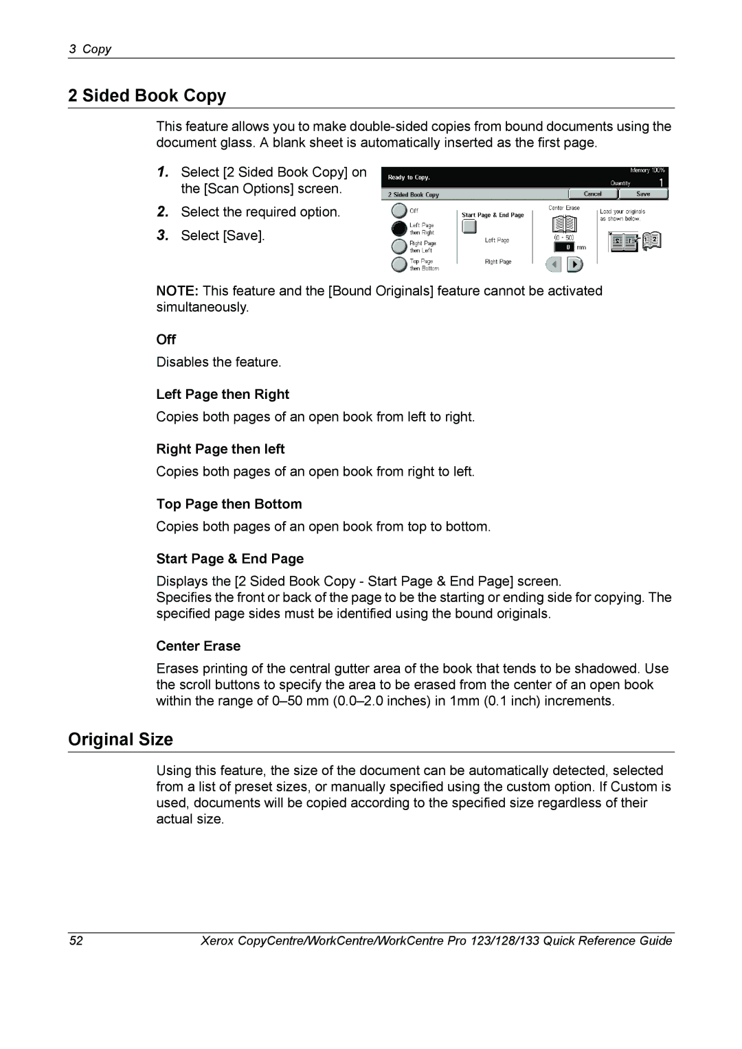 Xerox 604P18037 manual Sided Book Copy, Original Size, Start Page & End 