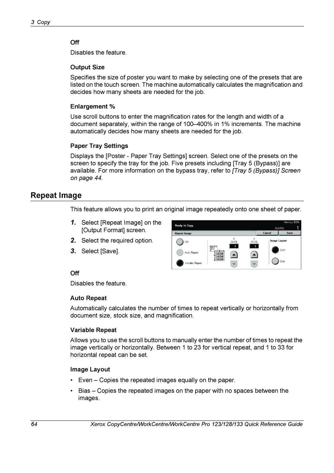 Xerox 604P18037 manual Repeat Image 