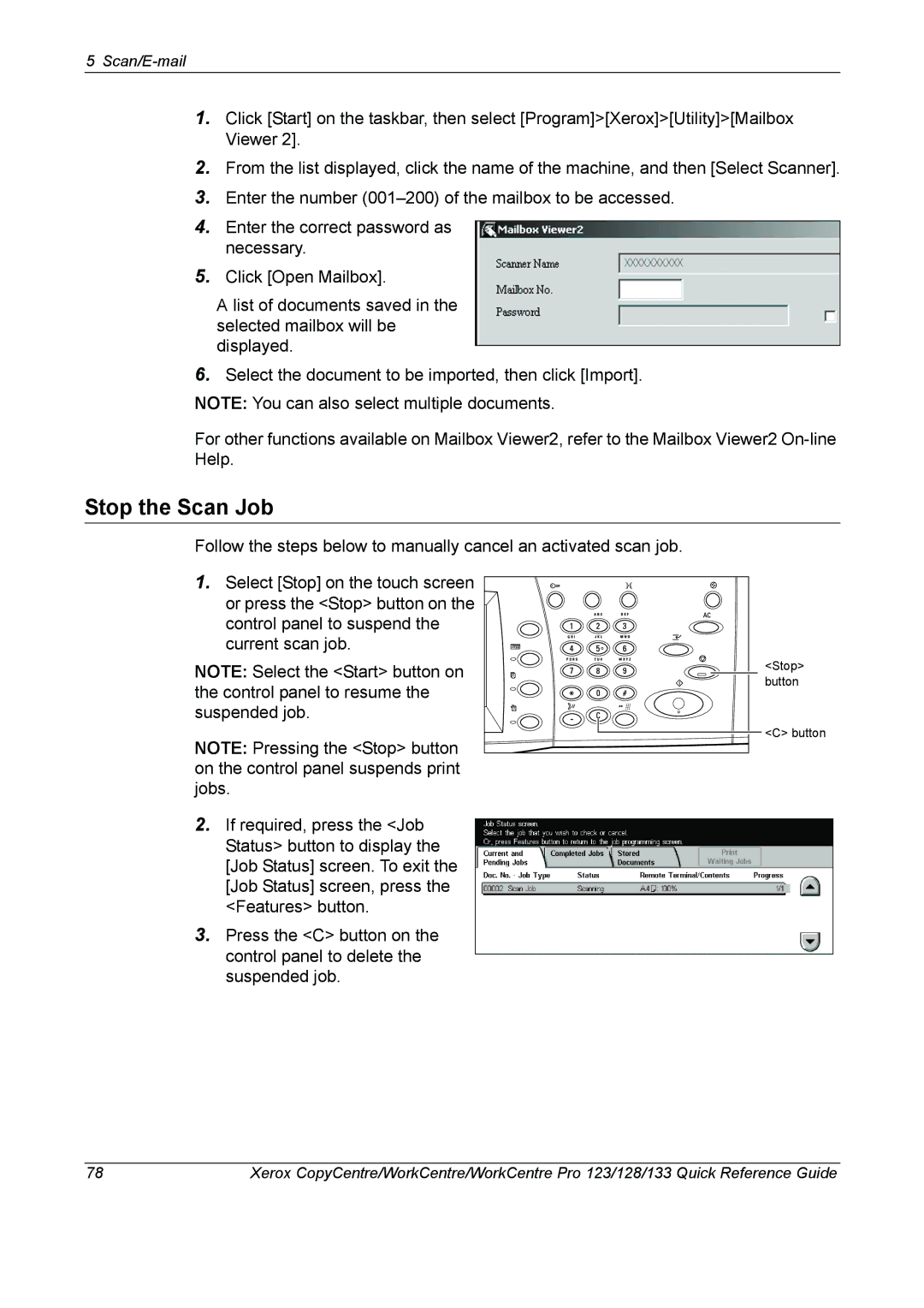 Xerox 604P18037 manual Stop the Scan Job 