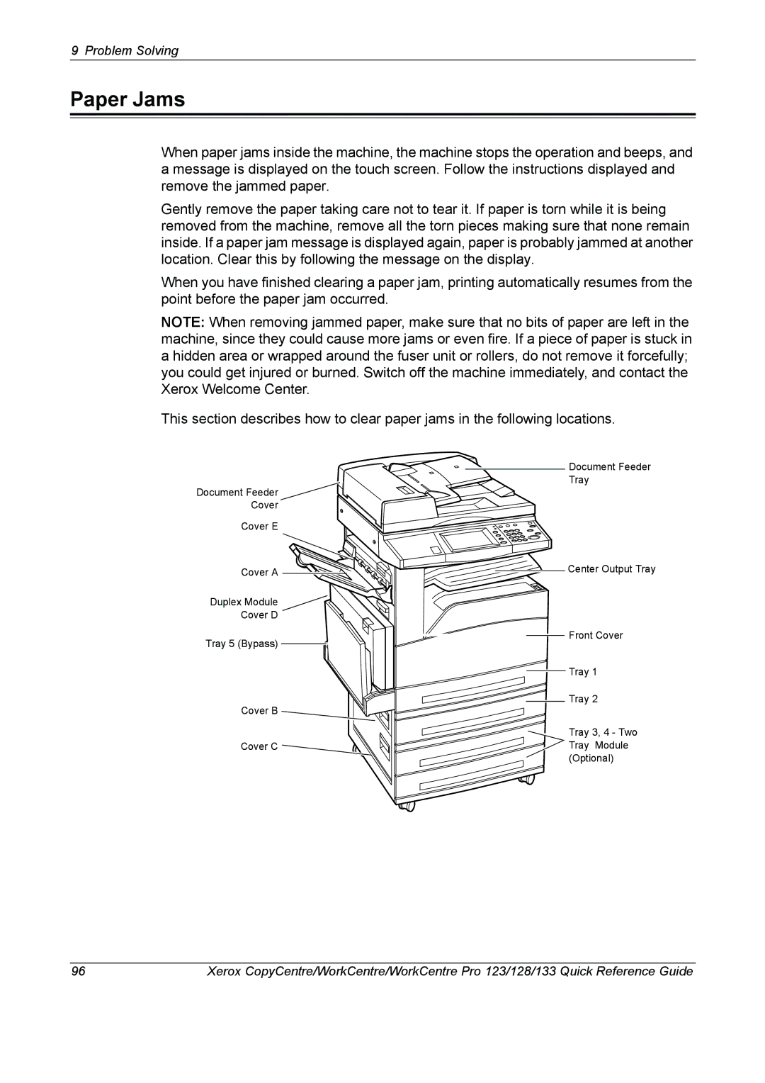 Xerox 604P18037 manual Paper Jams 