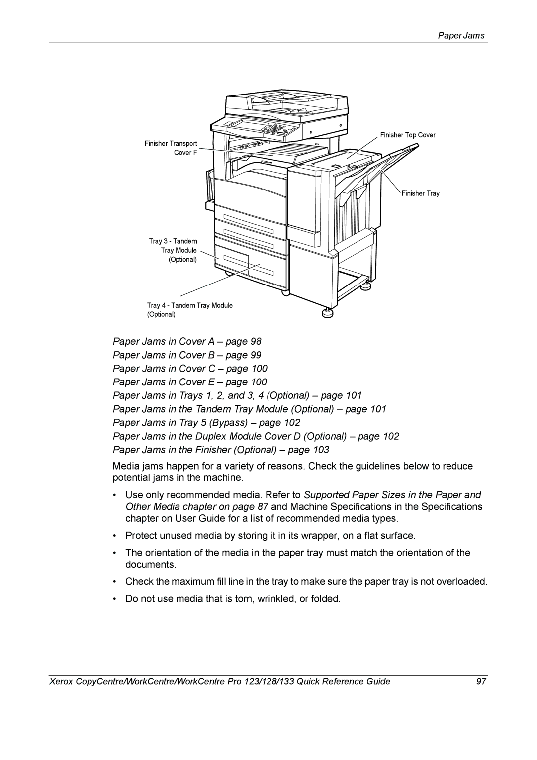 Xerox 604P18037 manual Paper Jams 