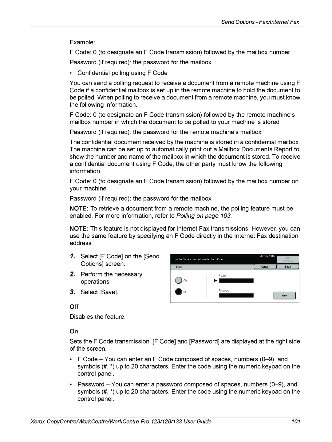 Xerox 604P18057 manual Off 