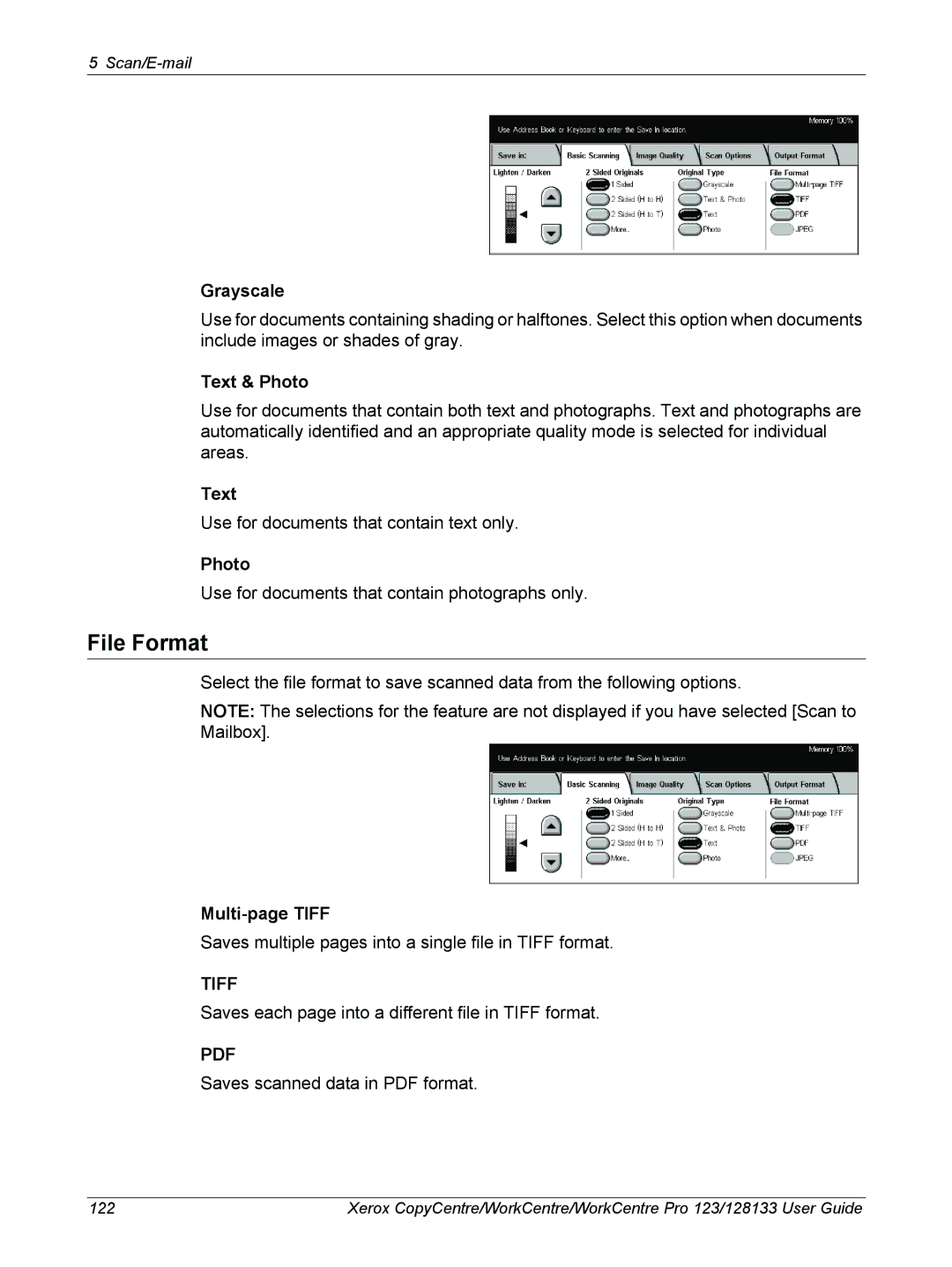 Xerox 604P18057 manual File Format, Grayscale, Multi-page Tiff 