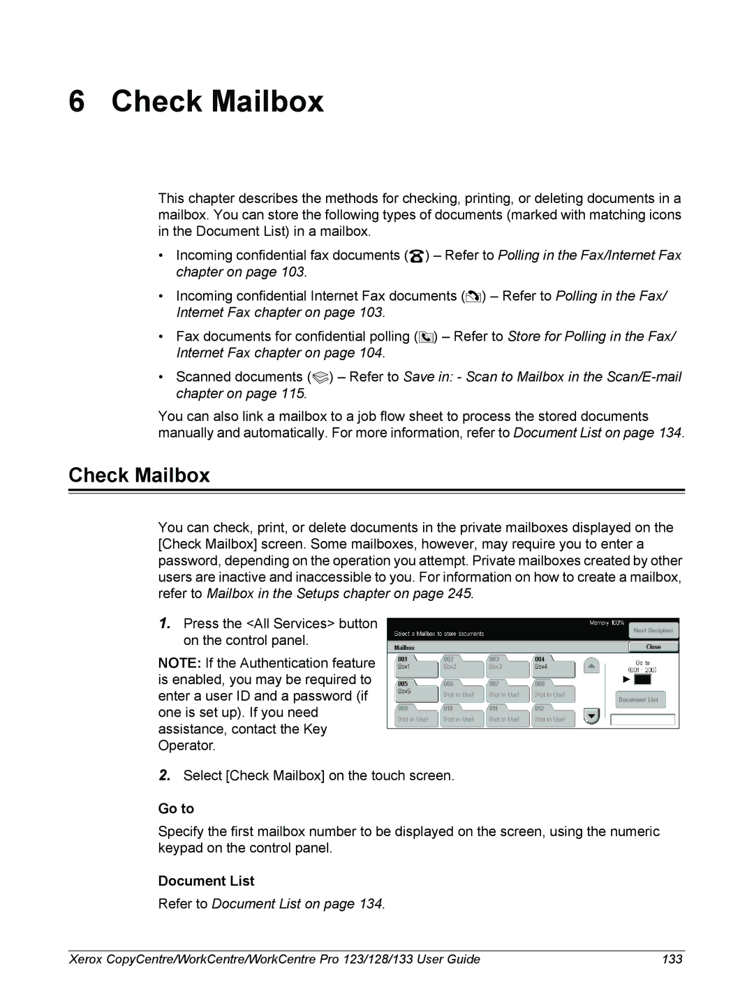 Xerox 604P18057 manual Check Mailbox 