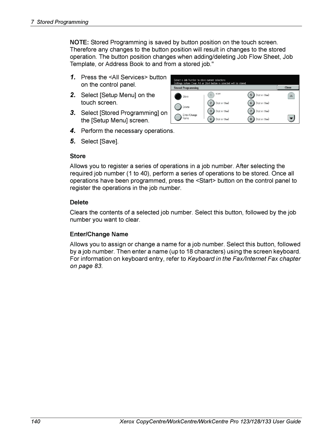 Xerox 604P18057 manual Store, Enter/Change Name 