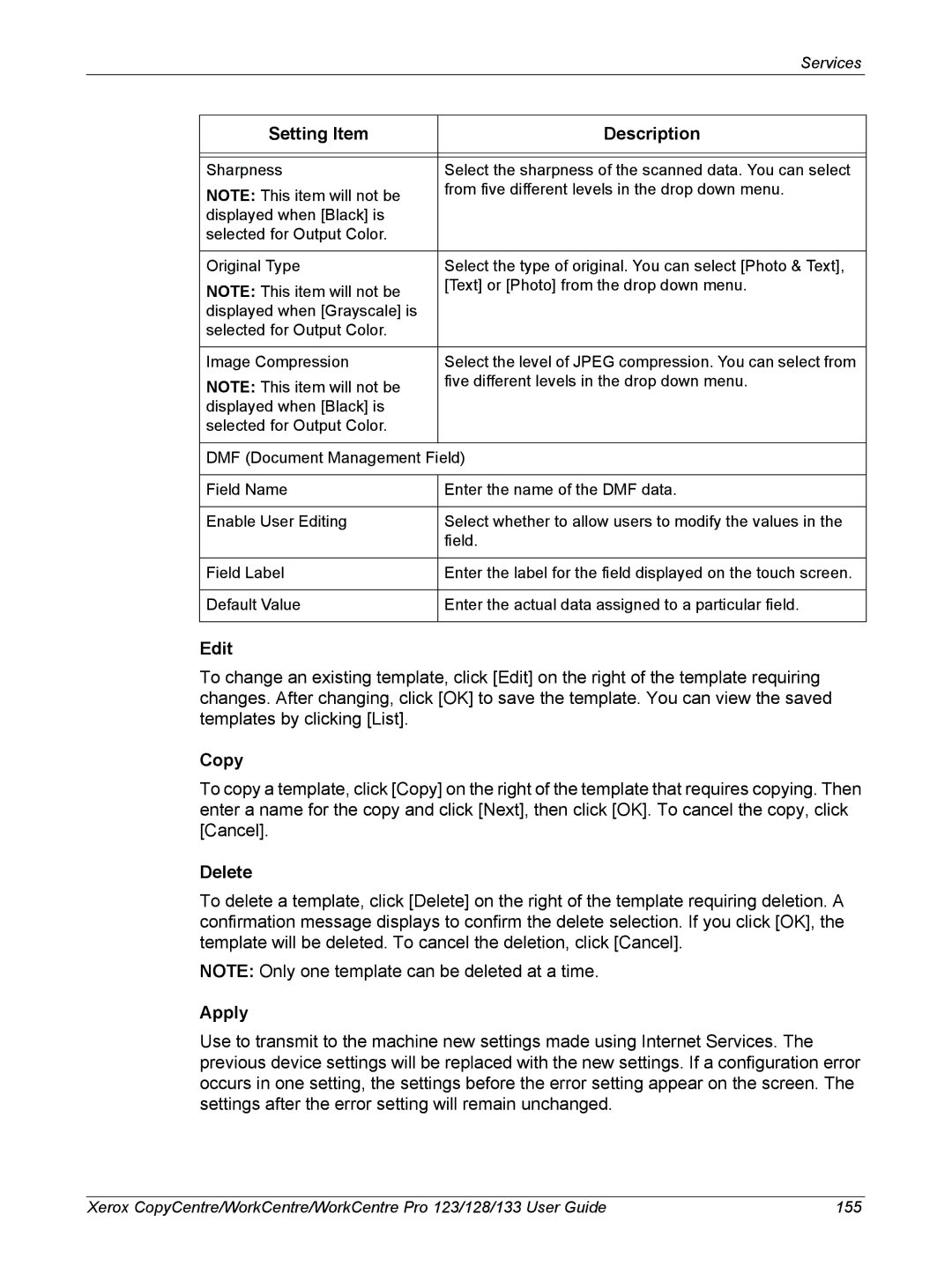 Xerox 604P18057 manual Edit, Apply 