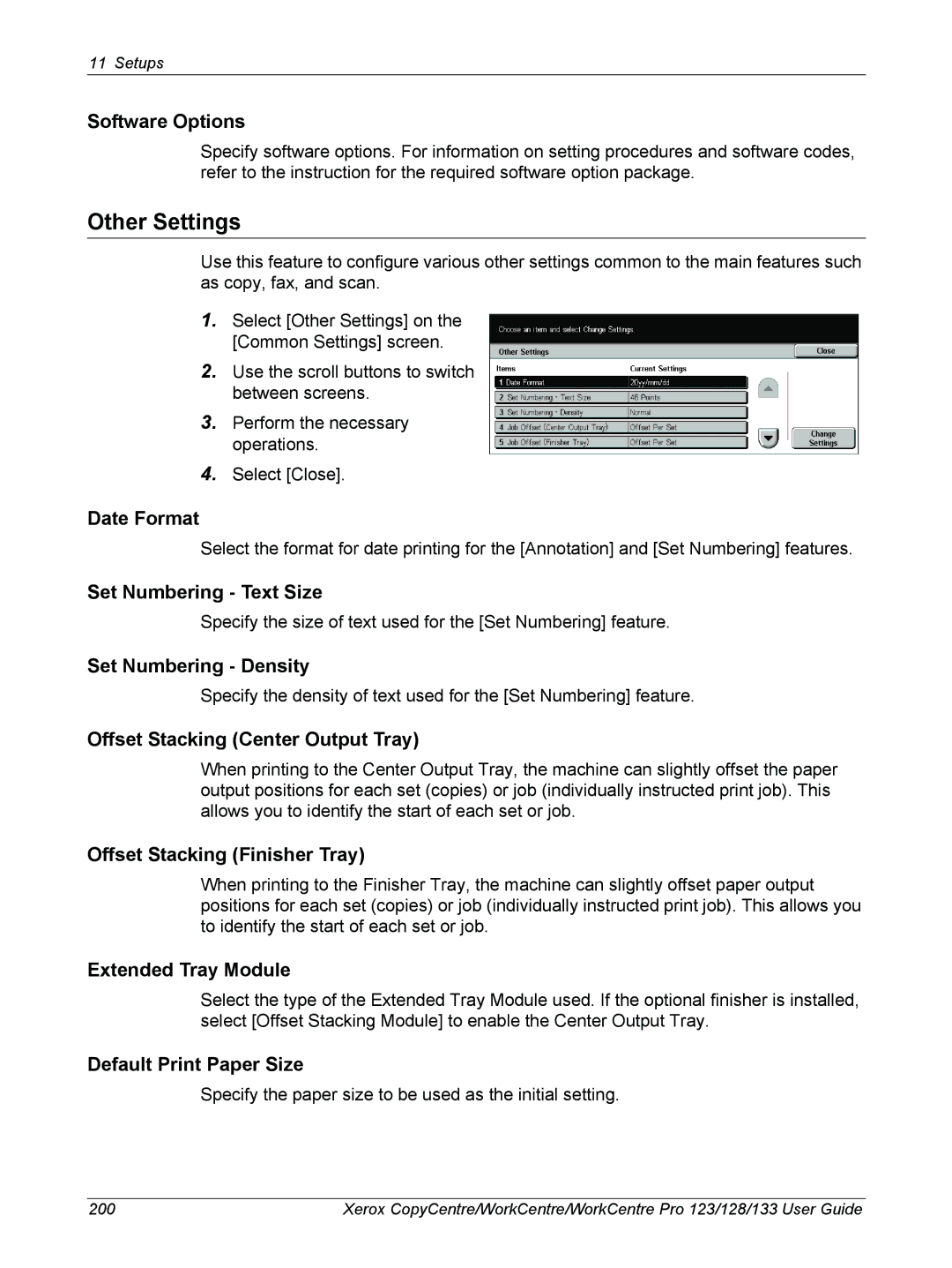 Xerox 604P18057 manual Other Settings 