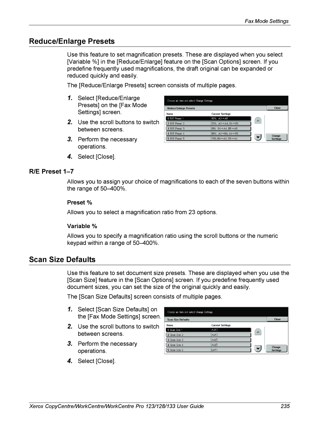 Xerox 604P18057 manual Allows you to select a magnification ratio from 23 options 