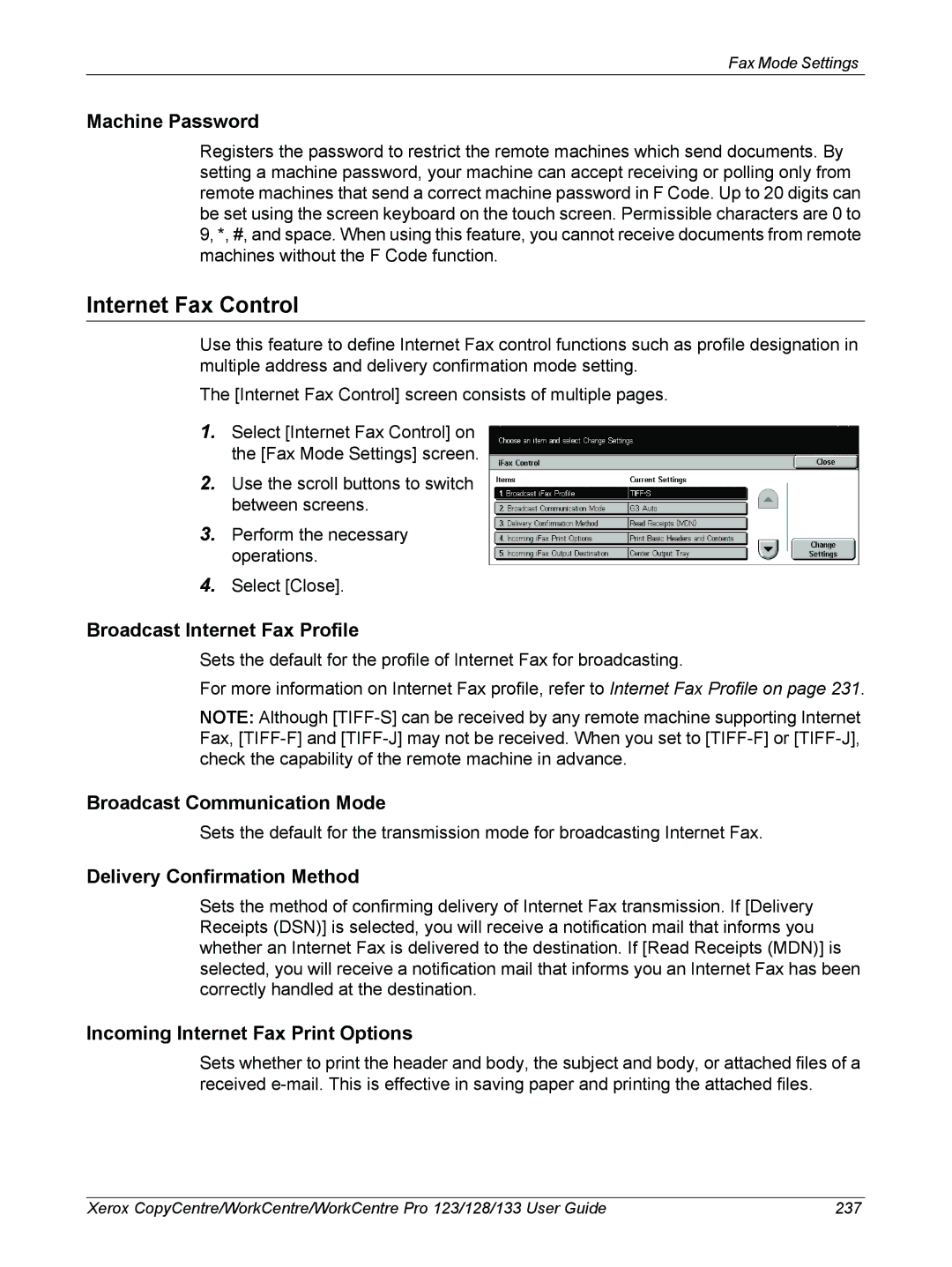 Xerox 604P18057 manual Internet Fax Control 