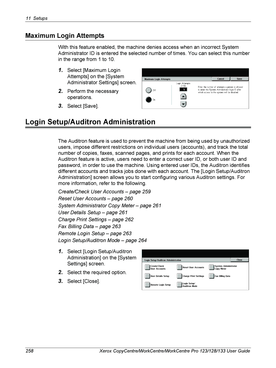 Xerox 604P18057 manual Login Setup/Auditron Administration, Maximum Login Attempts 