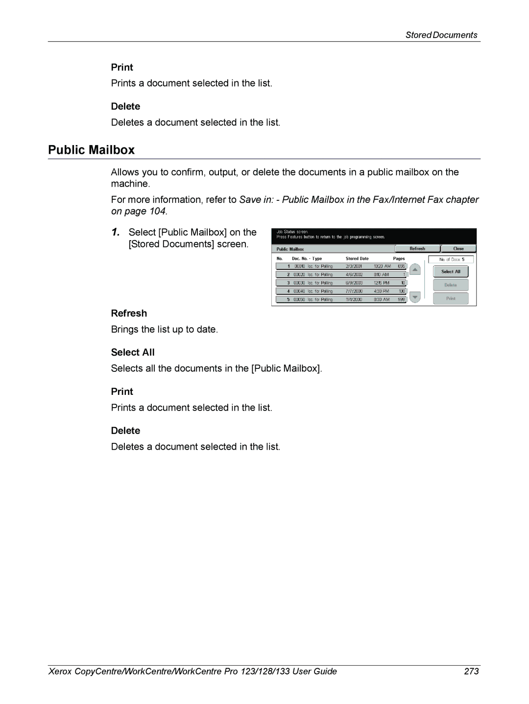 Xerox 604P18057 manual Public Mailbox, Print 