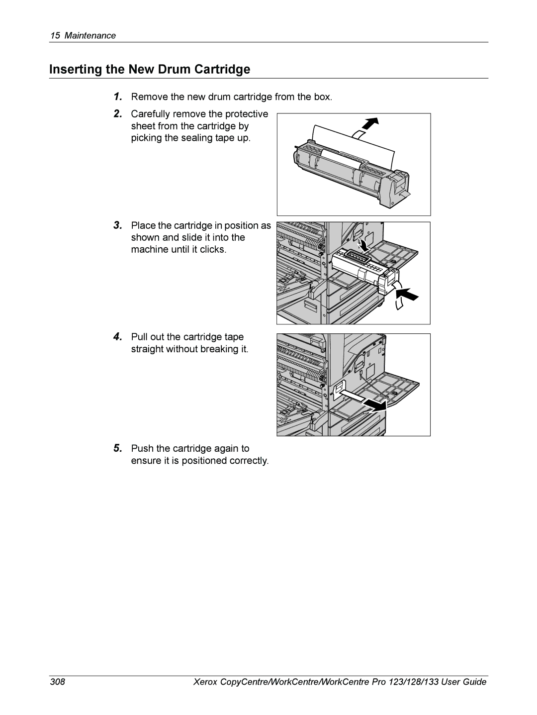 Xerox 604P18057 manual Inserting the New Drum Cartridge 