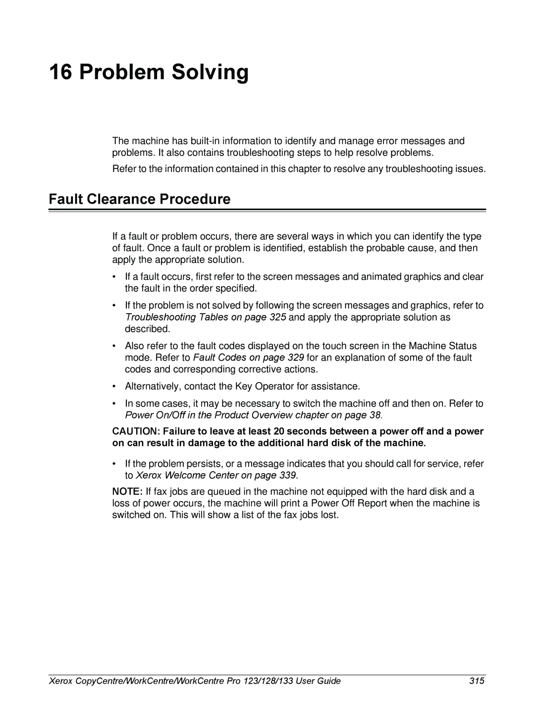 Xerox 604P18057 manual Problem Solving, Fault Clearance Procedure 