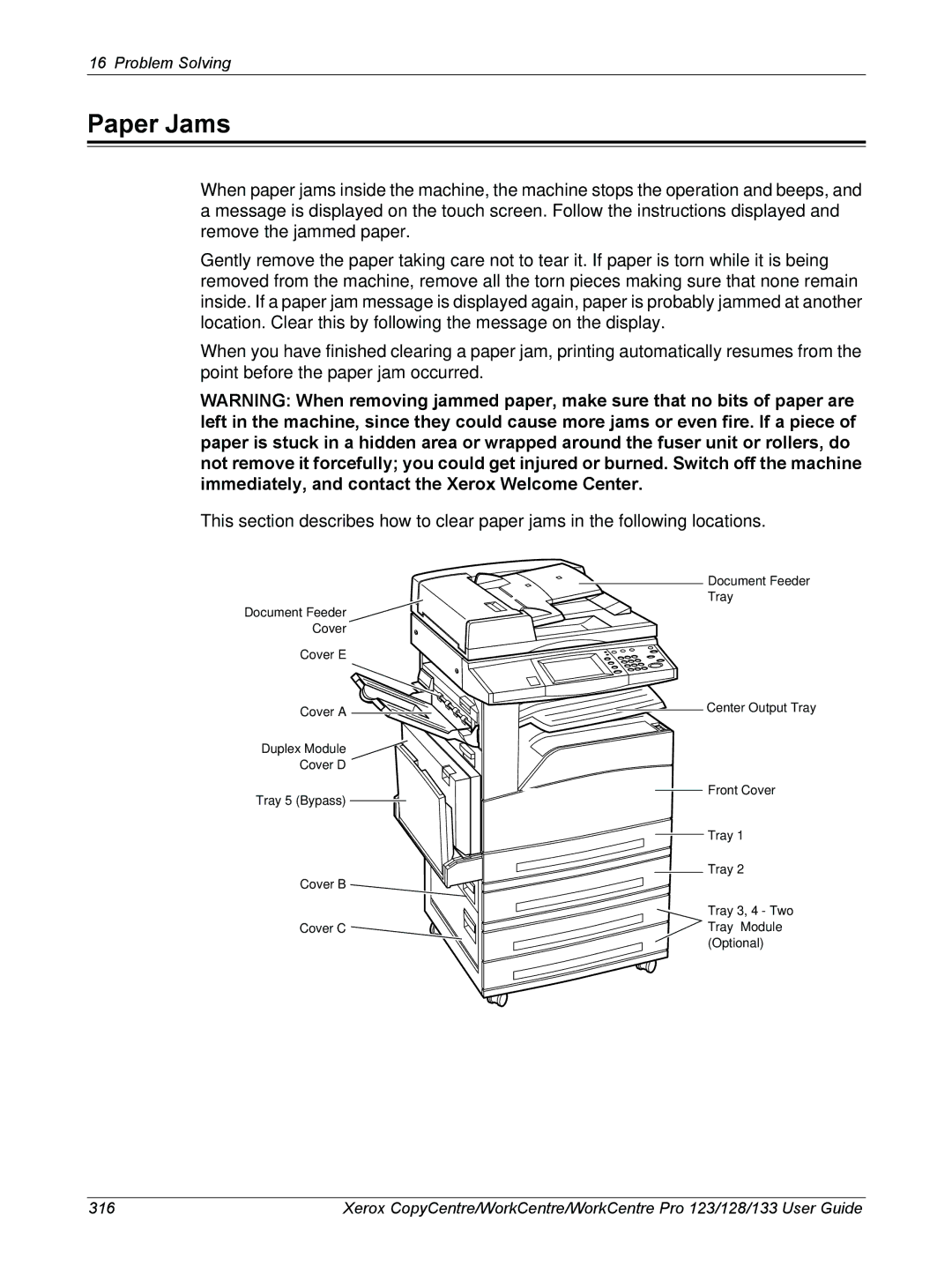 Xerox 604P18057 manual Paper Jams 