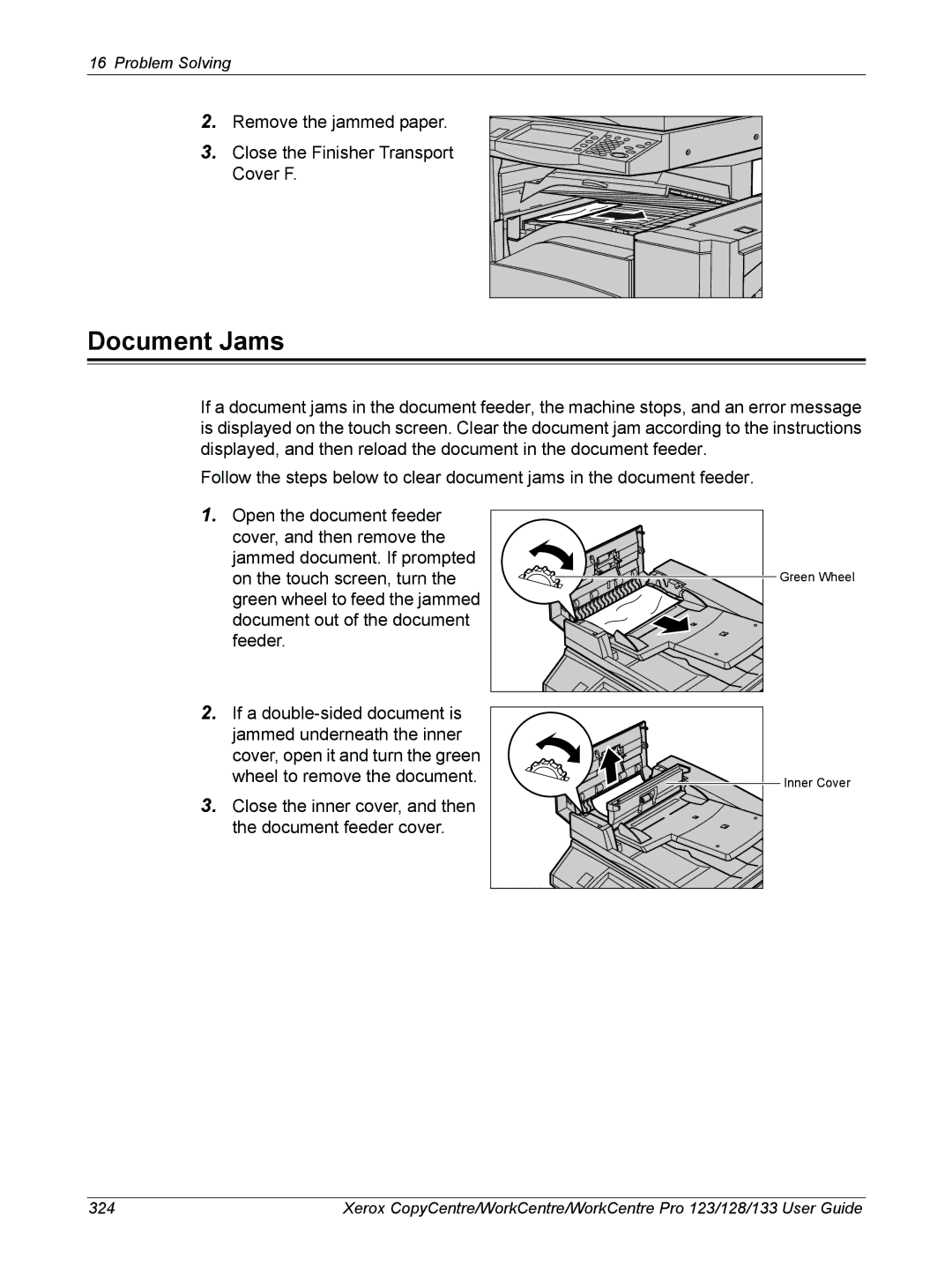 Xerox 604P18057 manual Document Jams 