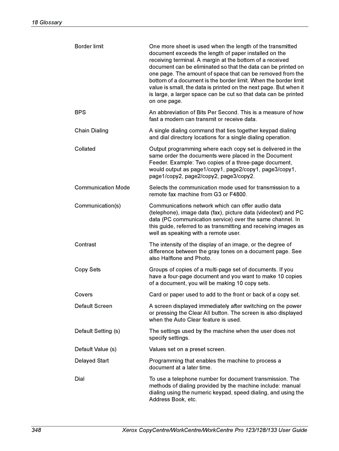 Xerox 604P18057 manual Glossary 