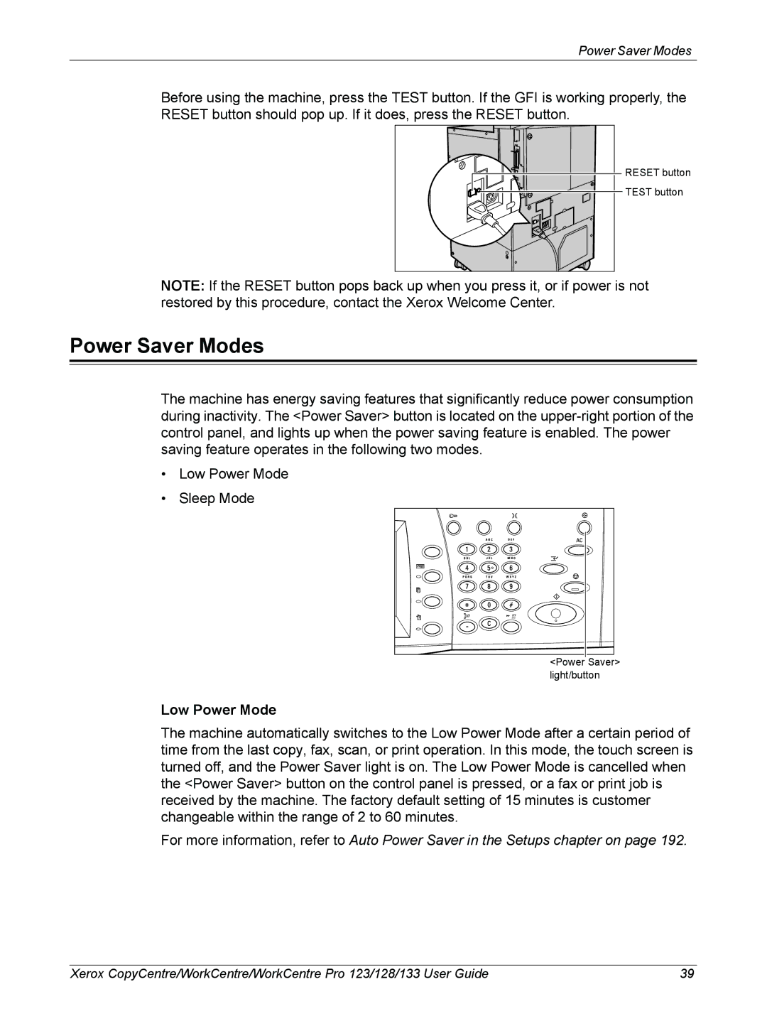 Xerox 604P18057 manual Power Saver Modes, Low Power Mode 