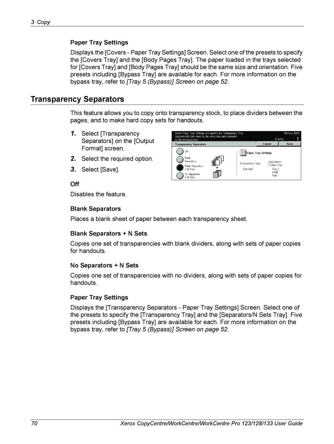 Xerox 604P18057 manual Transparency Separators, Blank Separators + N Sets, No Separators + N Sets 