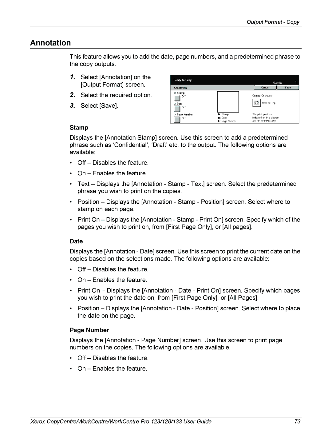 Xerox 604P18057 manual Annotation, Stamp, Date, Number 