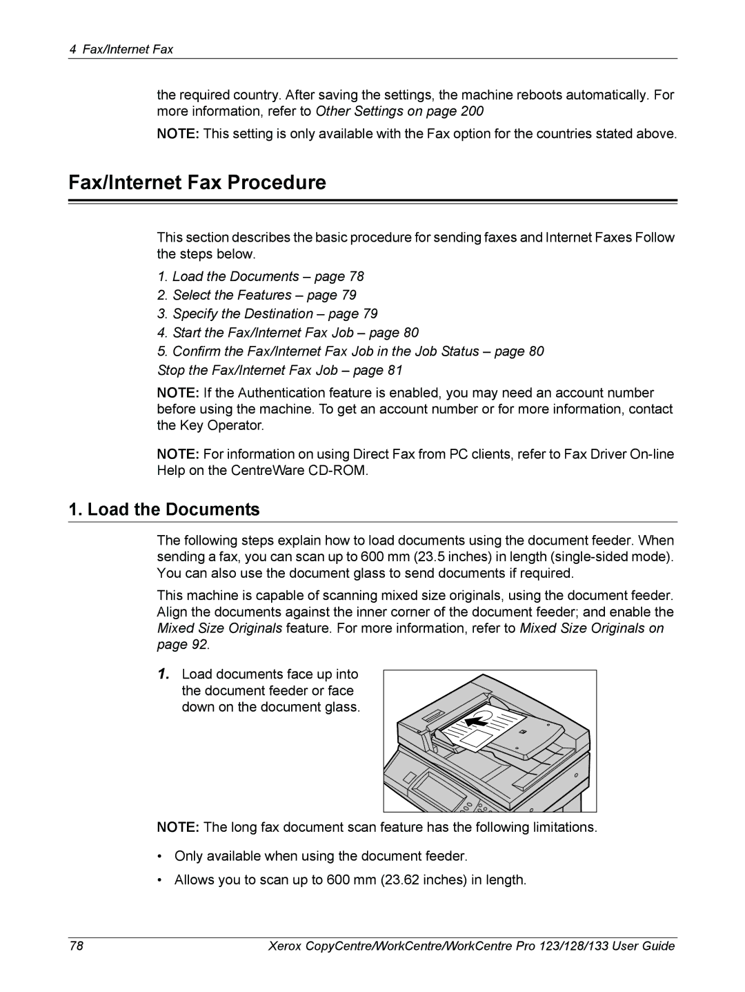 Xerox 604P18057 manual Fax/Internet Fax Procedure, Load the Documents 