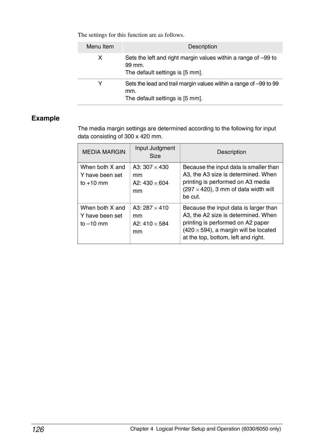 Xerox 6050A, 6030 manual 126, Media Margin 