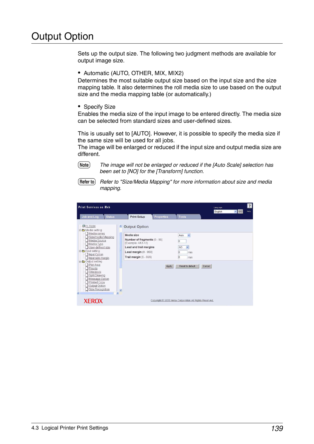 Xerox 6030, 6050A manual Output Option, 139 