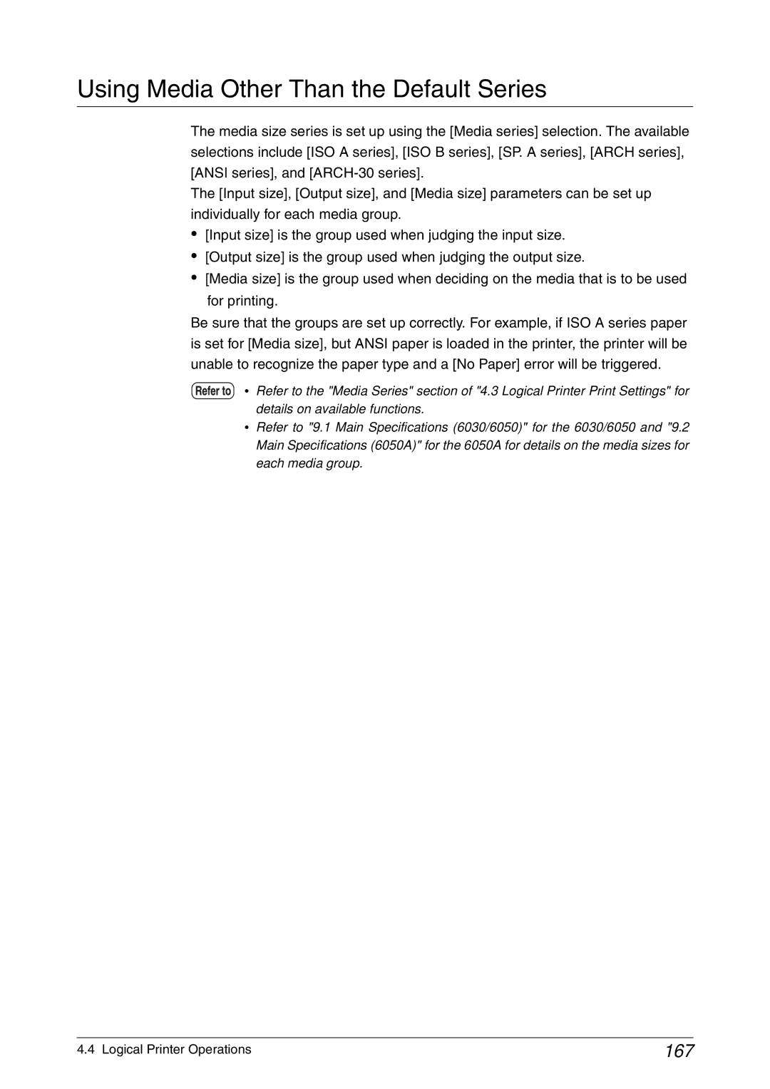 Xerox 6050A, 6030 manual Using Media Other Than the Default Series, 167 