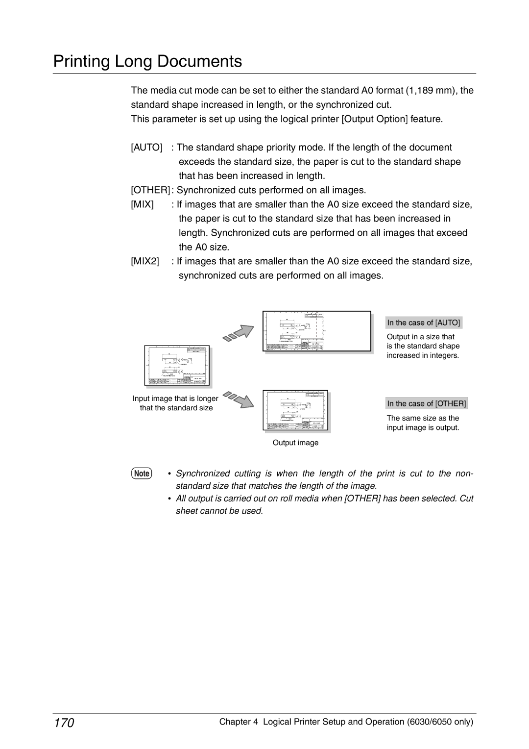 Xerox 6050A, 6030 manual Printing Long Documents, 170 