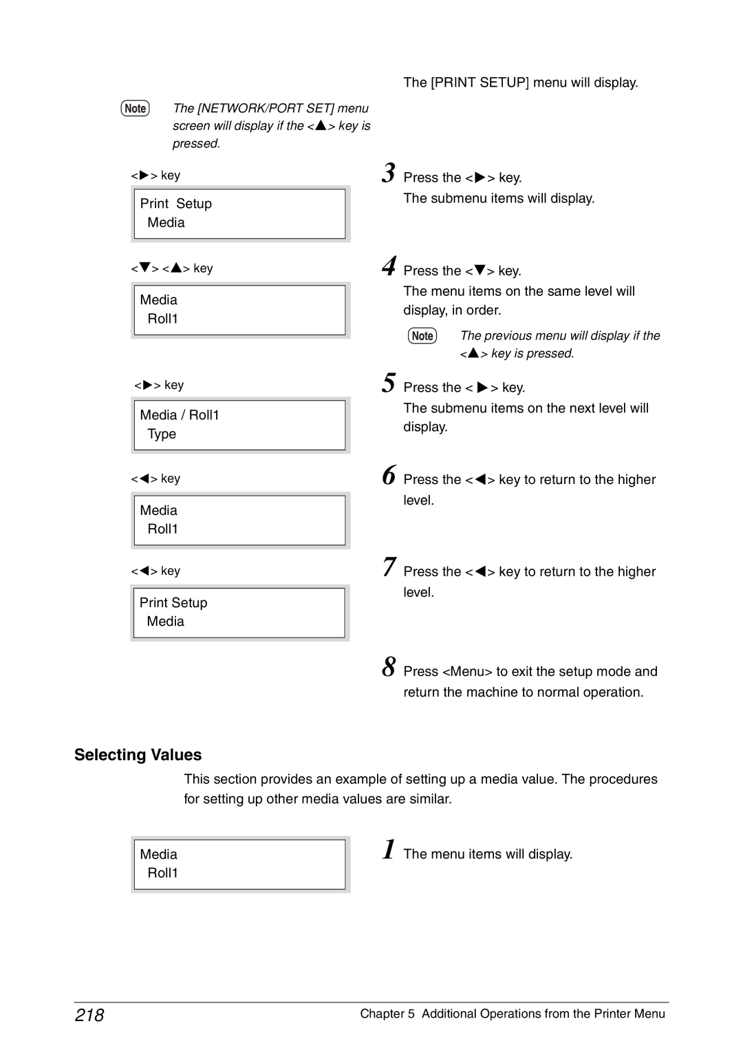 Xerox 6050A, 6030 manual 218, Selecting Values 