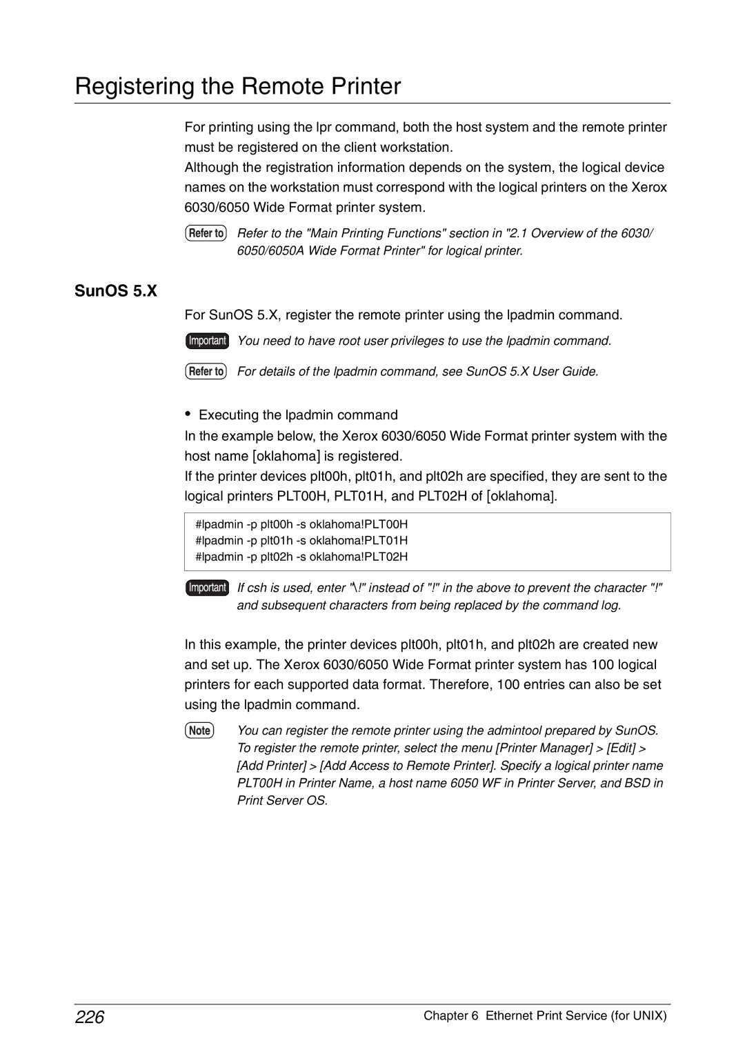 Xerox 6030, 6050A manual Registering the Remote Printer, 226 