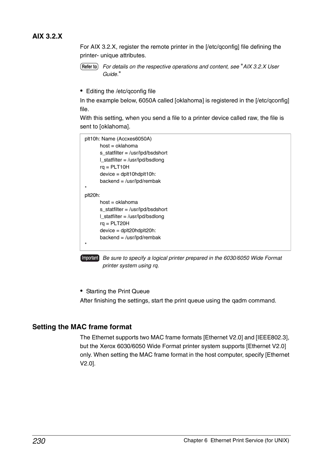 Xerox 6050A, 6030 manual 230, Aix 