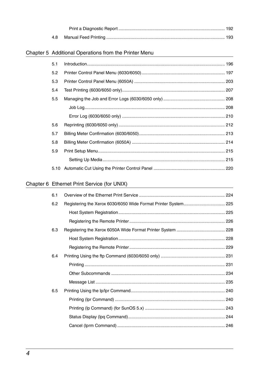 Xerox 6030, 6050A manual Chapter Additional Operations from the Printer Menu 