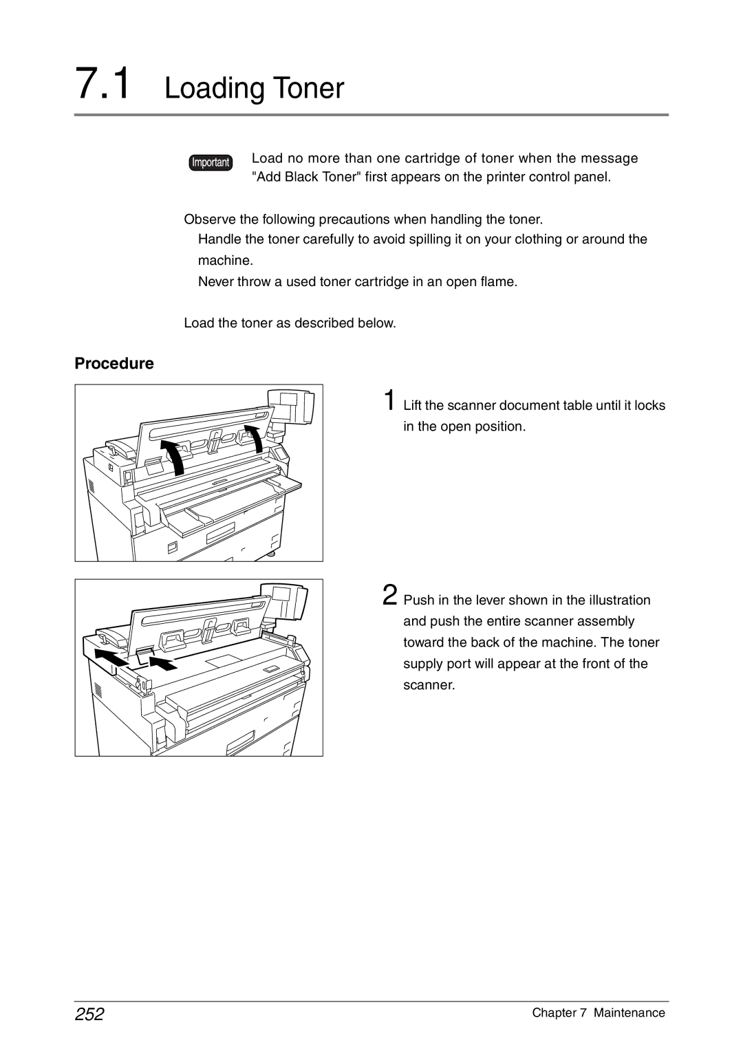 Xerox 6050A, 6030 manual Loading Toner, 252 