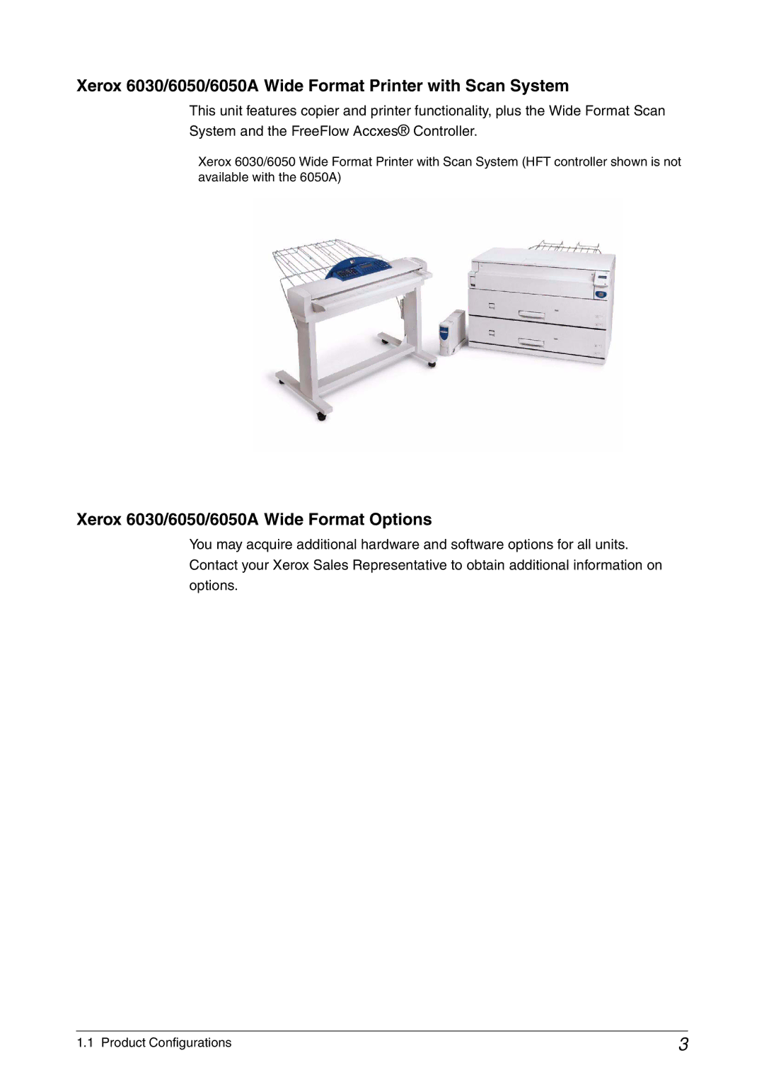 Xerox manual Xerox 6030/6050/6050A Wide Format Printer with Scan System, Xerox 6030/6050/6050A Wide Format Options 