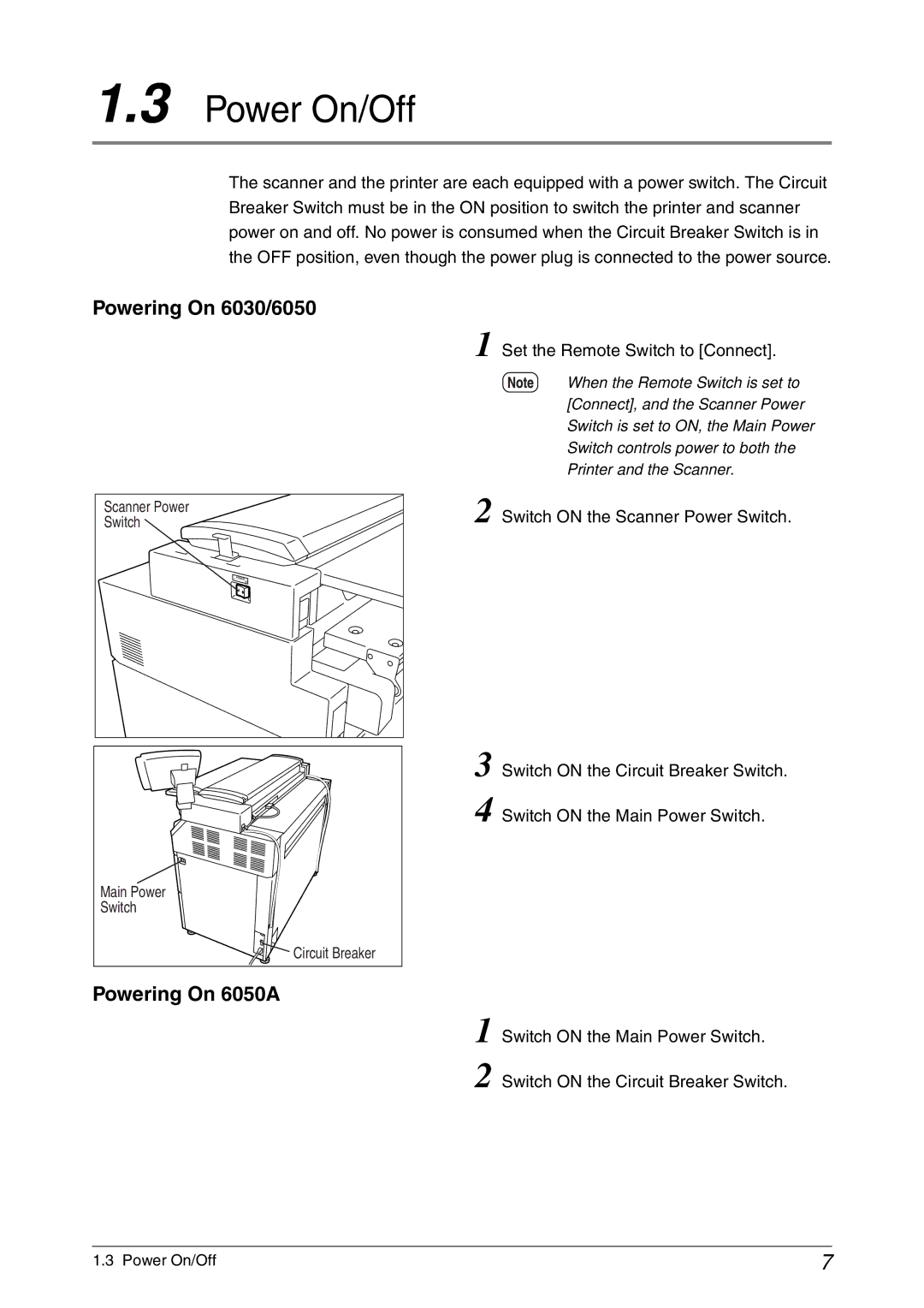 Xerox 6030 manual Power On/Off, Powering On 6050A 