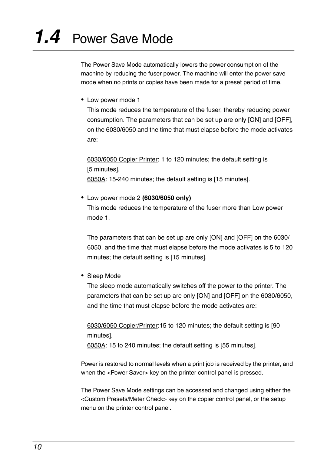 Xerox 6030, 6050A manual Power Save Mode 