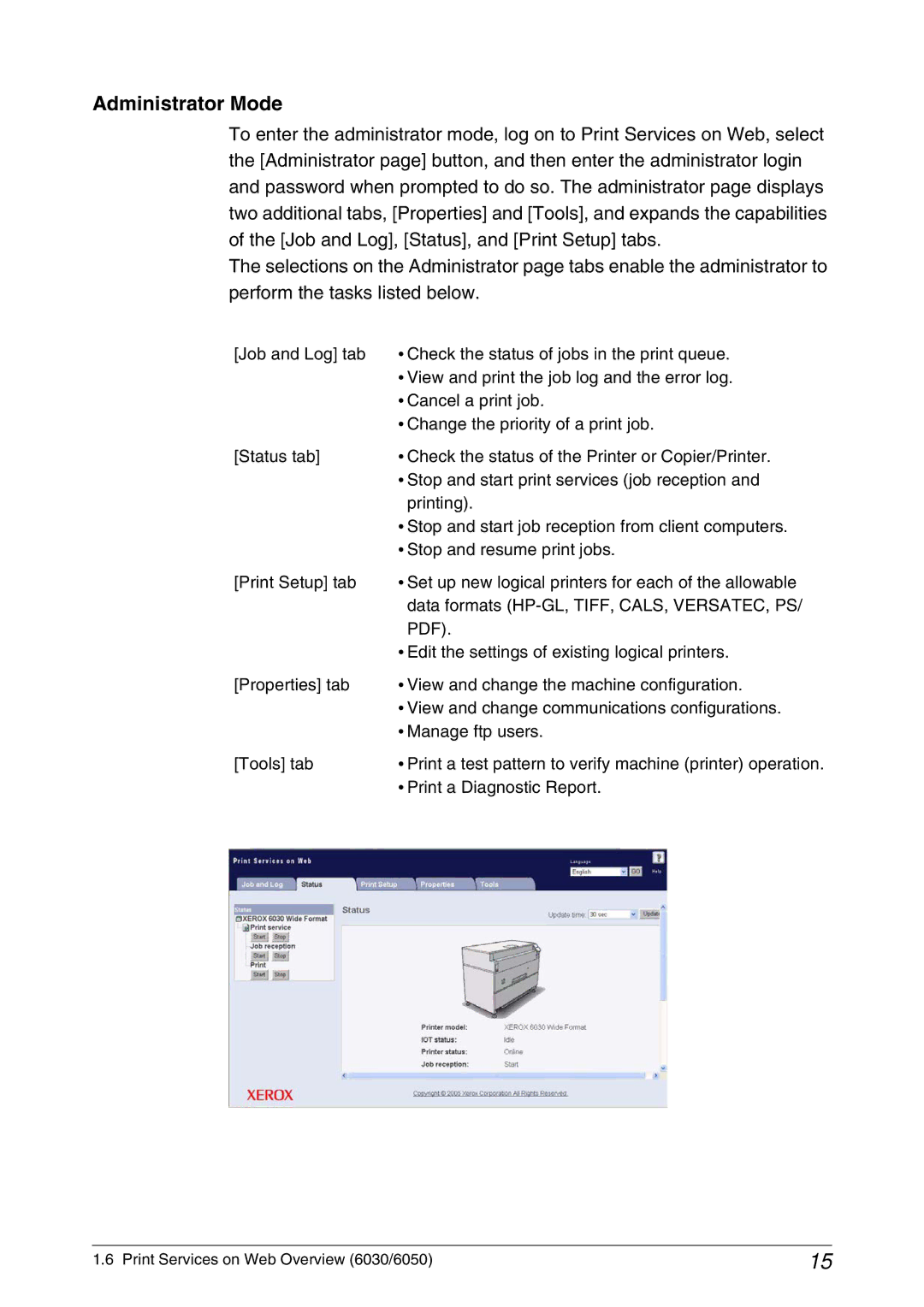 Xerox 6050A, 6030 manual Administrator Mode 