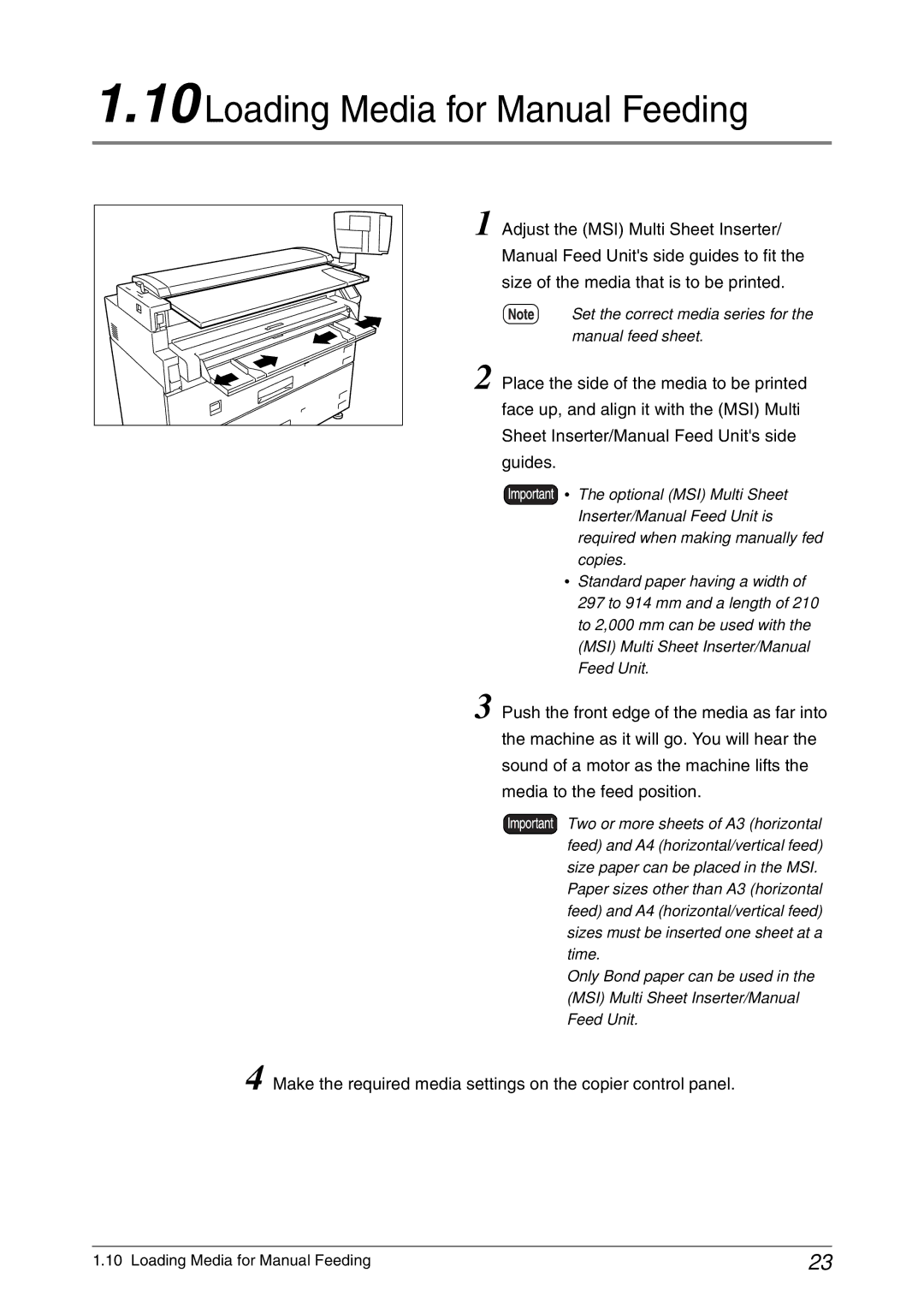 Xerox 6050A, 6030 manual Loading Media for Manual Feeding, Make the required media settings on the copier control panel 