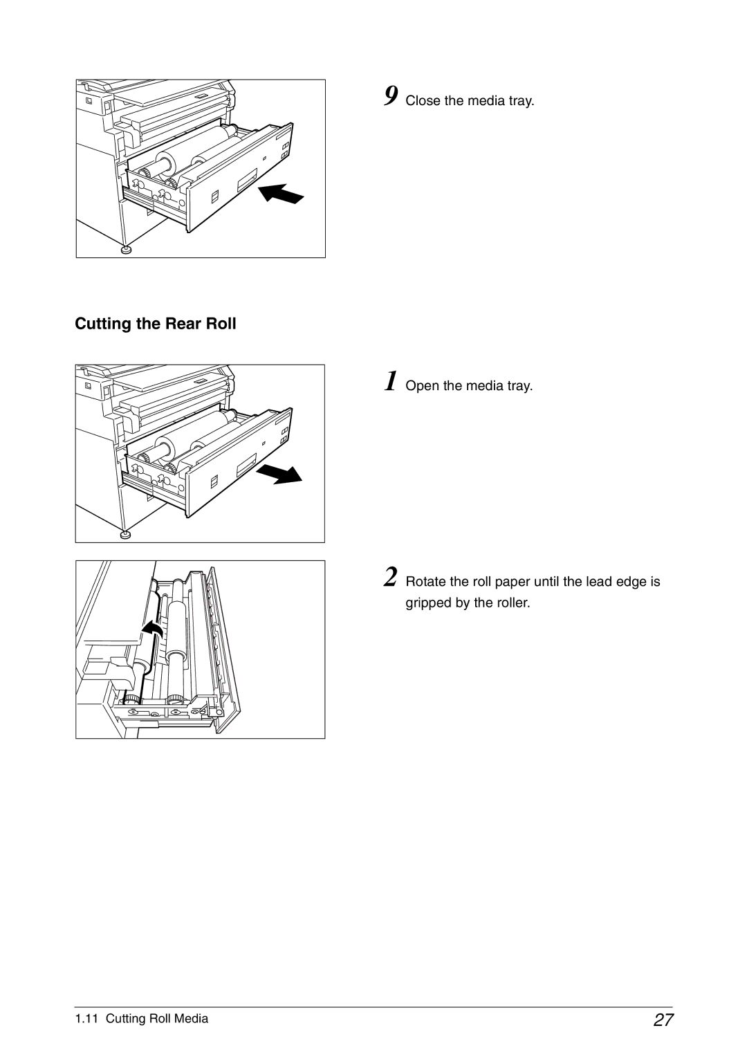 Xerox 6050A, 6030 manual Cutting the Rear Roll, Close the media tray 