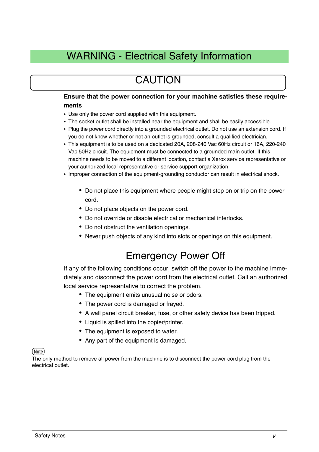 Xerox 6050A, 6030 manual Emergency Power Off 